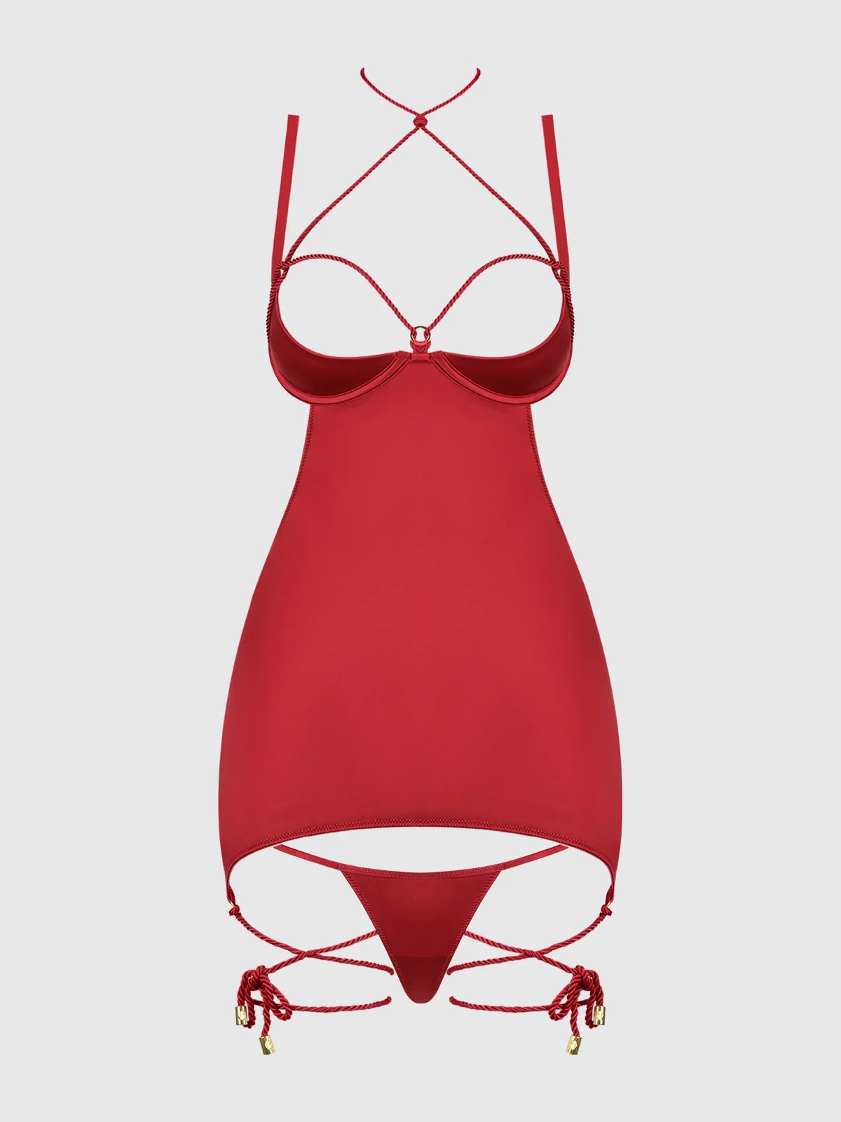Iryna Silky Micro & Rope Open Back Chemise & G-String Set — view 10 | Lavah Pleasure