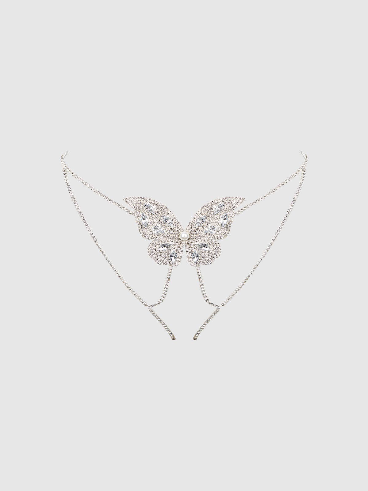 Rhinestone & Pearl Butterfly Panty — view 4 | Lavah Pleasure