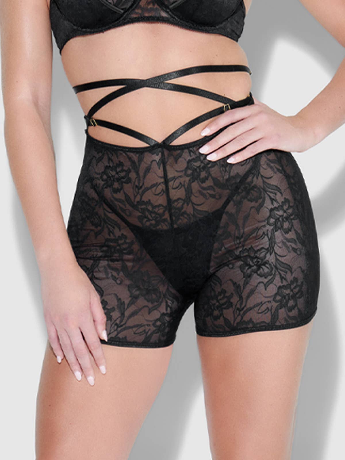 Flora Backless Lace Bikeshort — view 2 | Lavah Pleasure
