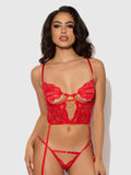 Cecily Lace & Chain Bustier & Backless Hipster Set — Corset | Lavah Pleasure