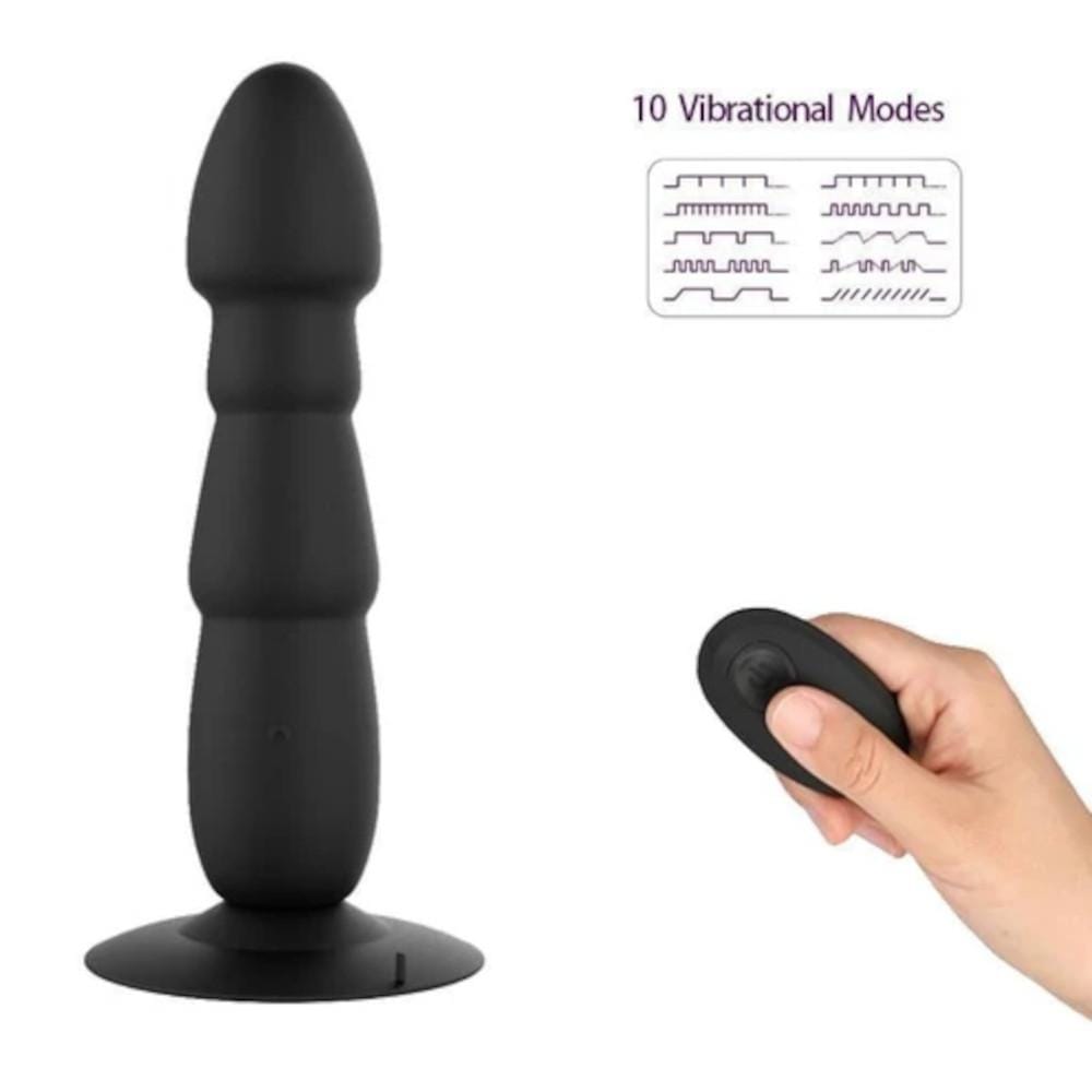 10-Speed Remote Controlled Vibrating Butt Plug Extra Large Toy For Men Silicone 7.8" Long