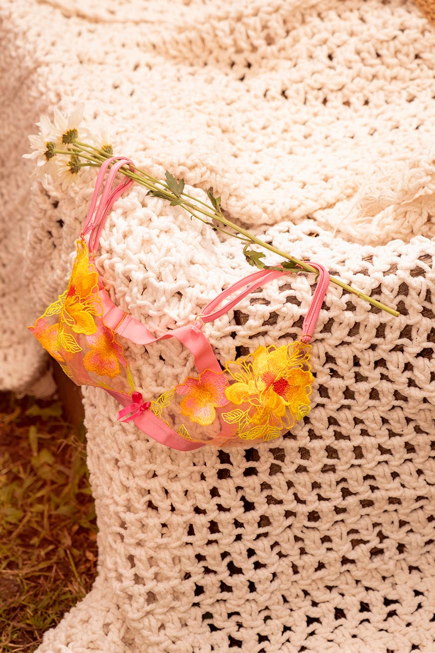 Solar Blossom Floral Bralette & Thong Set — view 9 | Lavah Pleasure