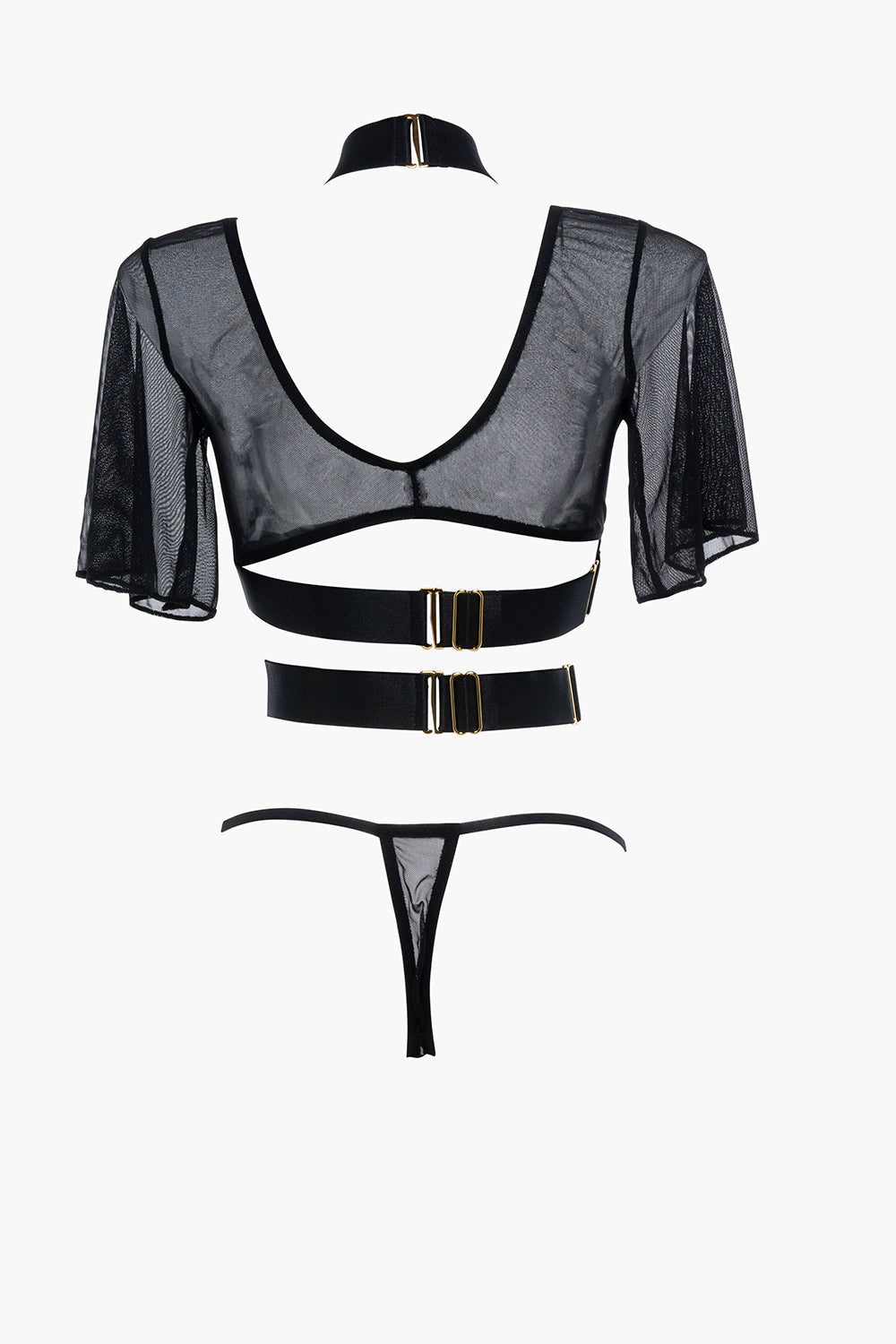 Ultra Sexy Dreamer Set Sheer Mesh Top and Thong Black
