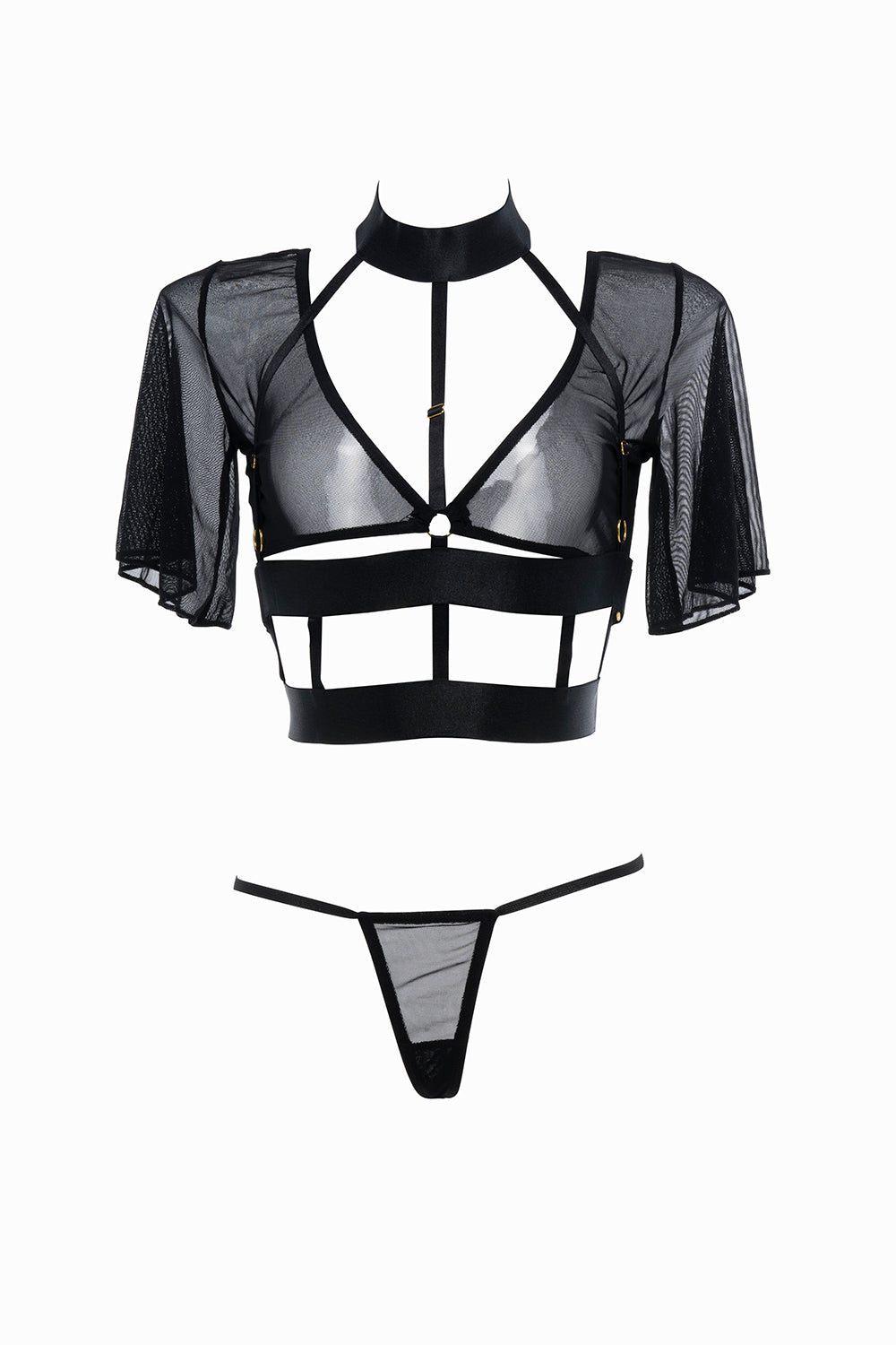 Ultra Sexy Dreamer Set Sheer Mesh Top and Thong Black — view 4 | Lavah Pleasure