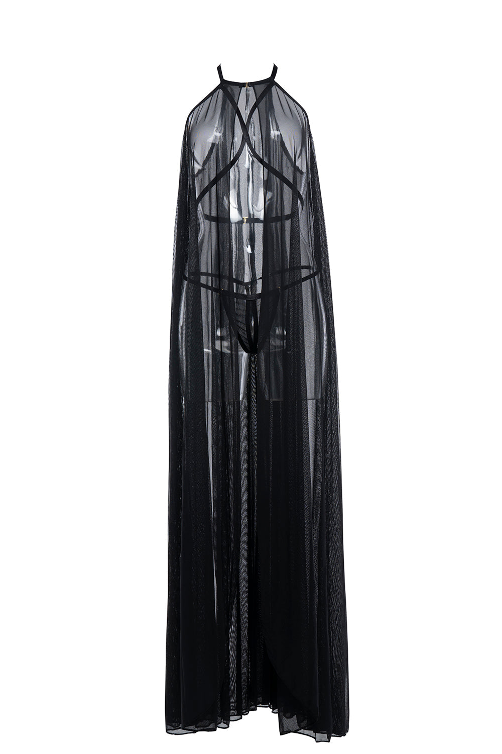 Ultra Sexy Drama Queen Cape and Panty Set Black — view 4 | Lavah Pleasure
