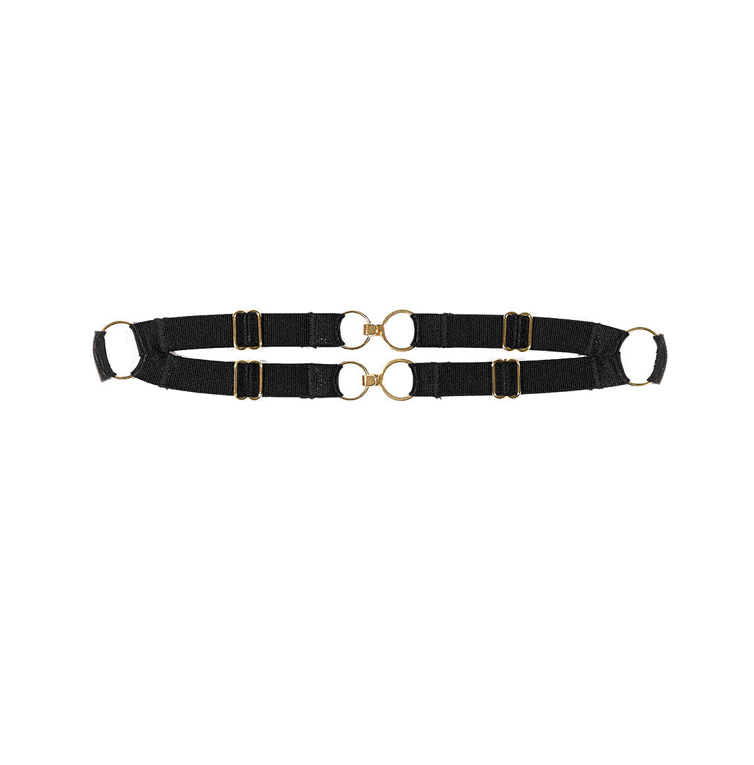 I`m Yours Double Elastic Strap Collar Black — Bondage | Lavah Pleasure