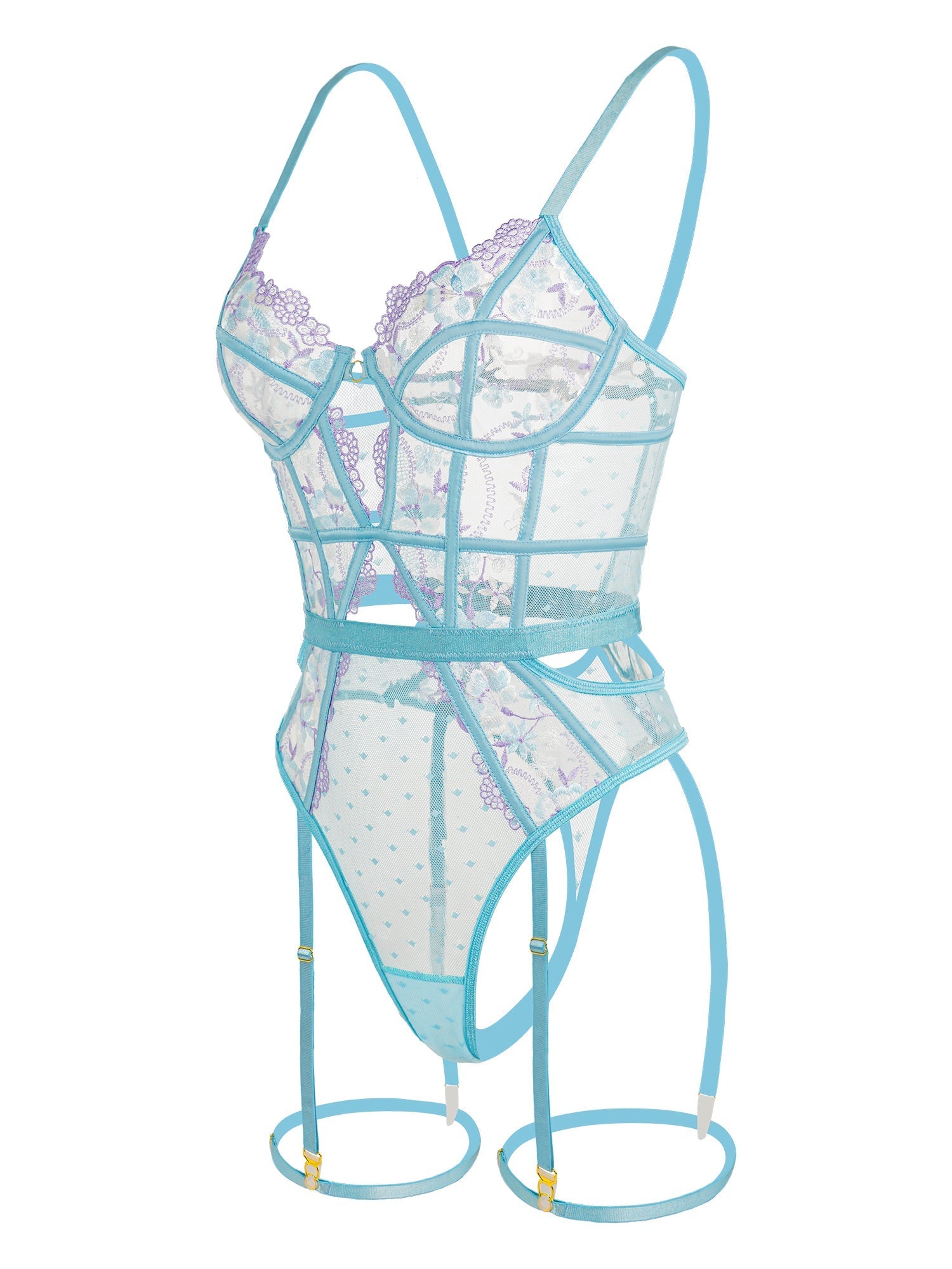 Indigo Dreams Floral French-inspired Sensual Bodysuit — view 10 | Lavah Pleasure
