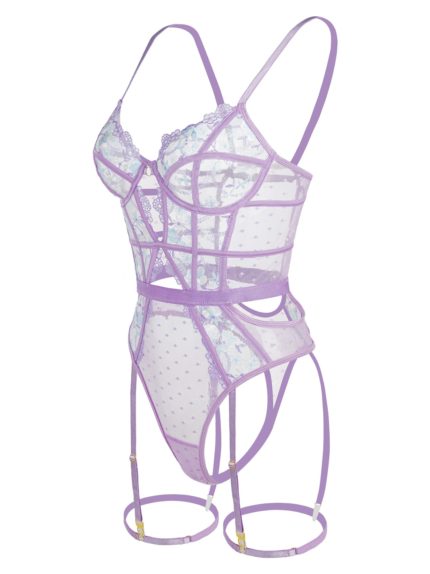 Lavender Blossom Embroidered French-inspired Bodysuit — view 10 | Lavah Pleasure