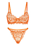 Orange Floral Embroidery Lingerie Set — Lingerie Set | Lavah Pleasure