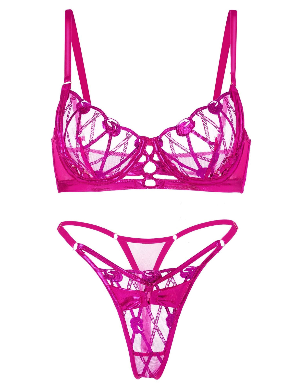 Opulent Magenta Fantasy Lingerie Set — view 11 | Lavah Pleasure
