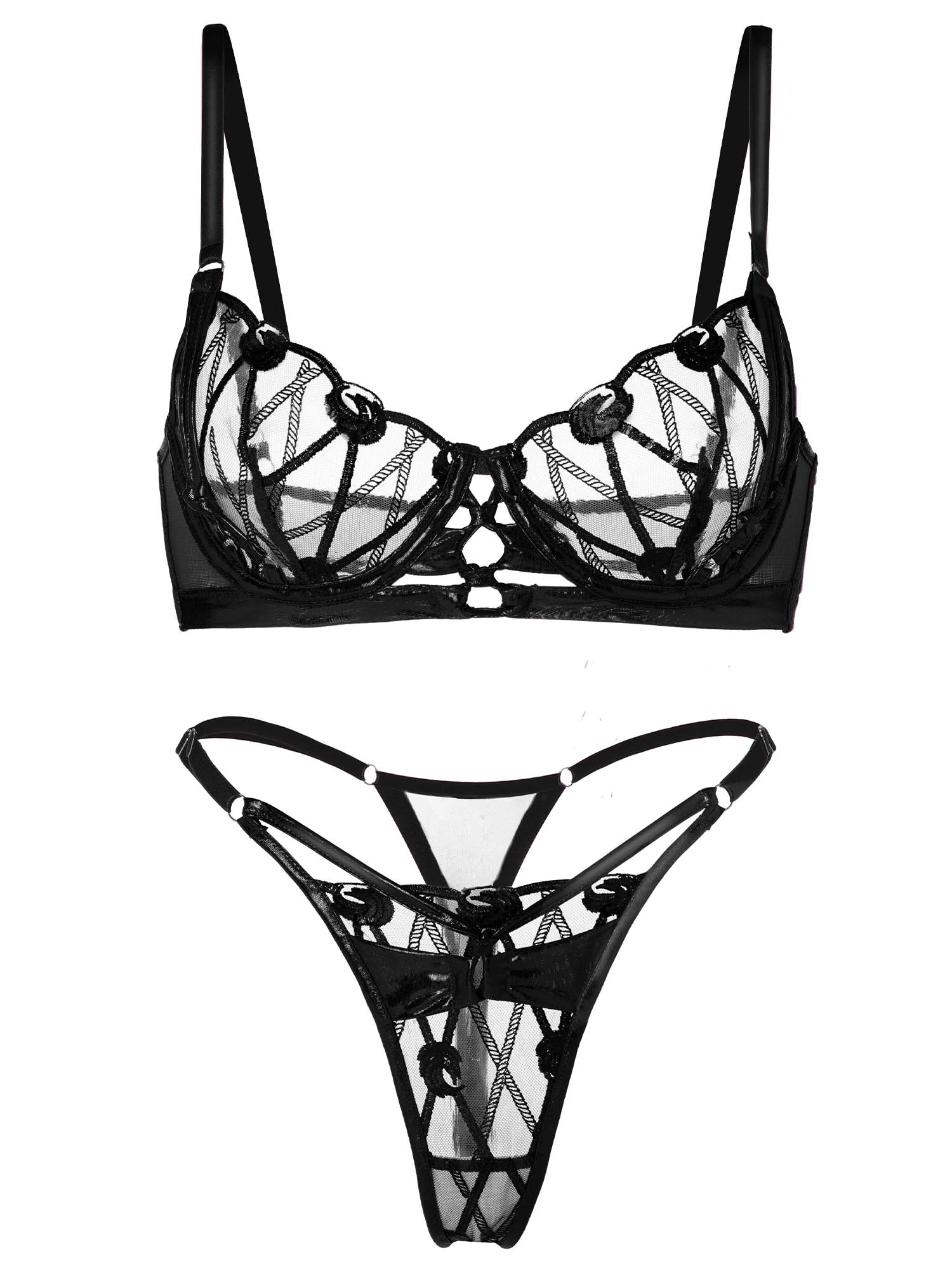 Exquisitely Crafted Midnight Black Lace Lingerie Set — view 18 | Lavah Pleasure