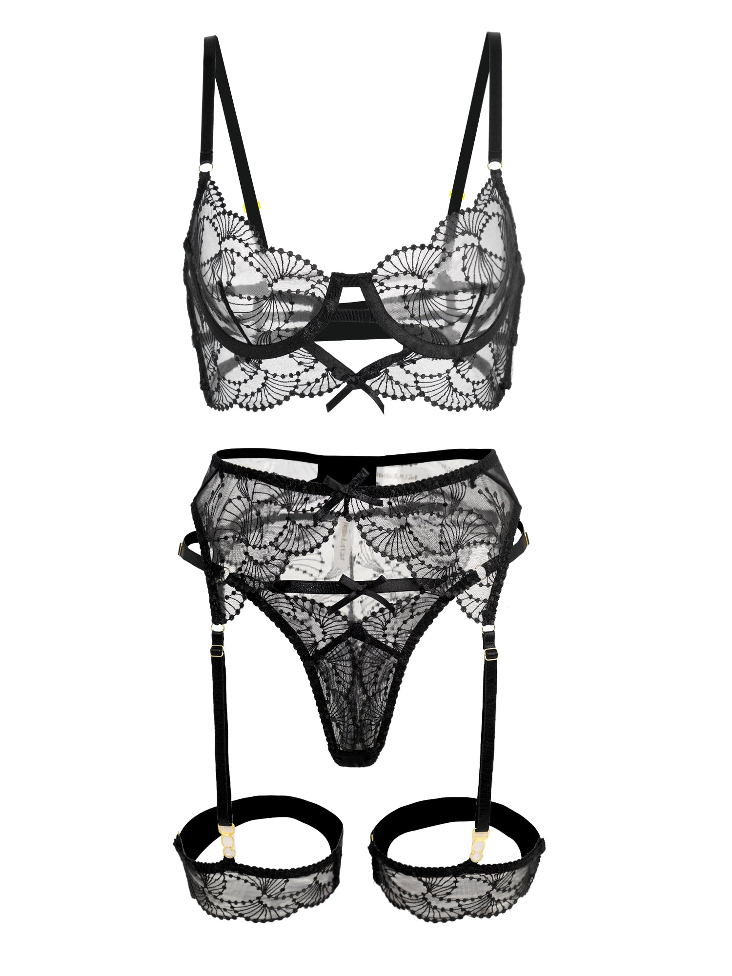 Ultra-Thin Sheer Black Embroidery Lingerie Set — Lingerie Set | Lavah Pleasure