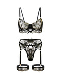Sheer Black &Golden Embroidery Lingerie Set — Lingerie Set | Lavah Pleasure