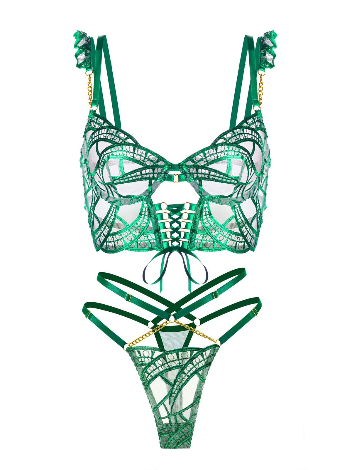 Luxe Green Metallic Foil Adjustable Set — view 2 | Lavah Pleasure