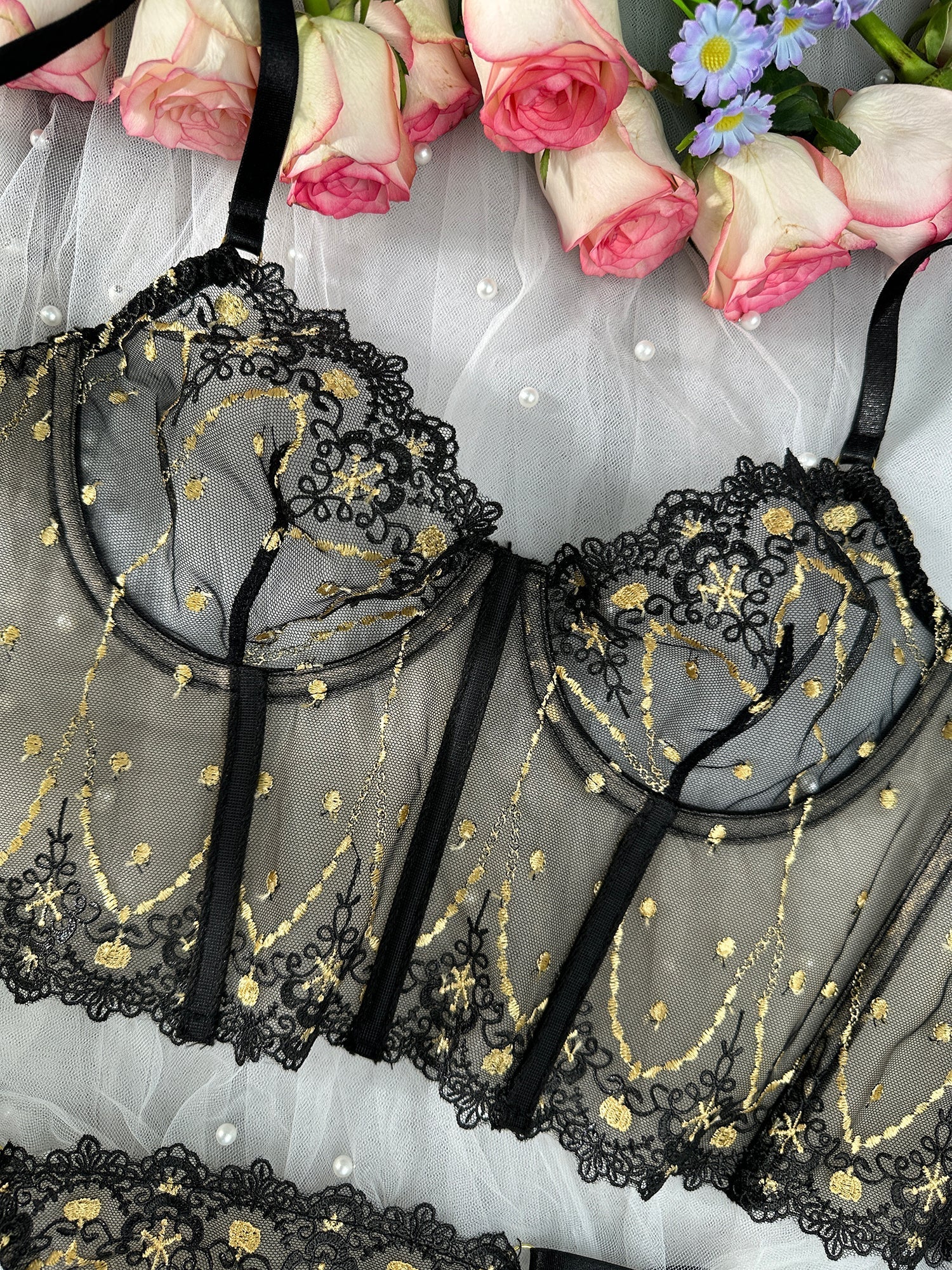 Chic Luxe Noir & Gold Lingerie Set — view 11 | Lavah Pleasure