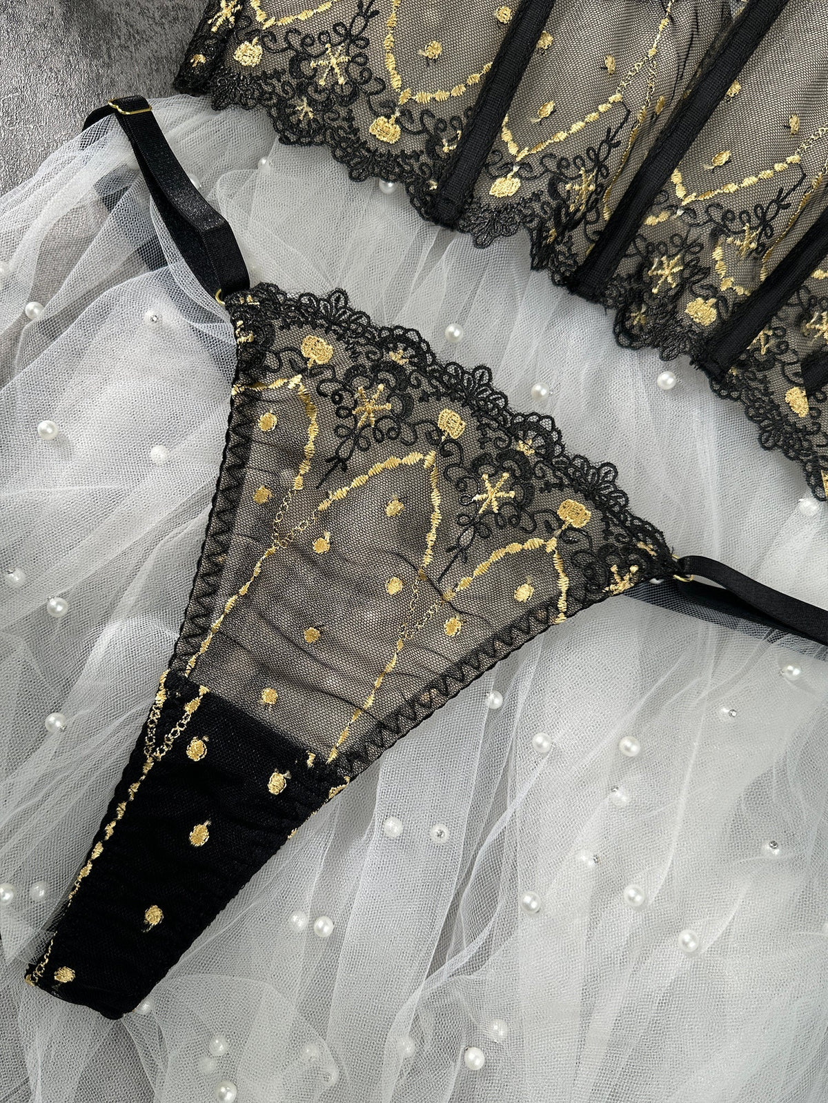 Chic Luxe Noir & Gold Lingerie Set — view 13 | Lavah Pleasure