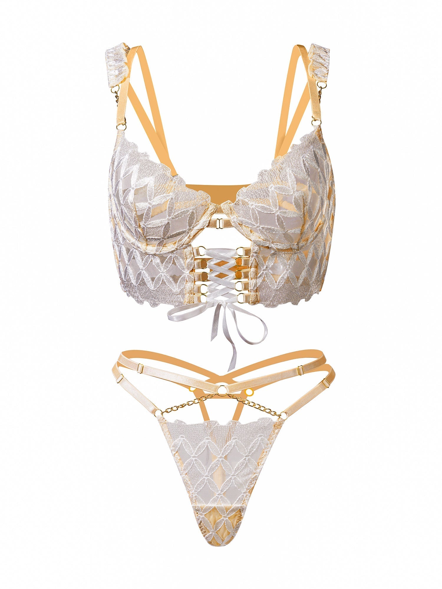 Delicate White Embroidery Lingerie Set — view 20 | Lavah Pleasure