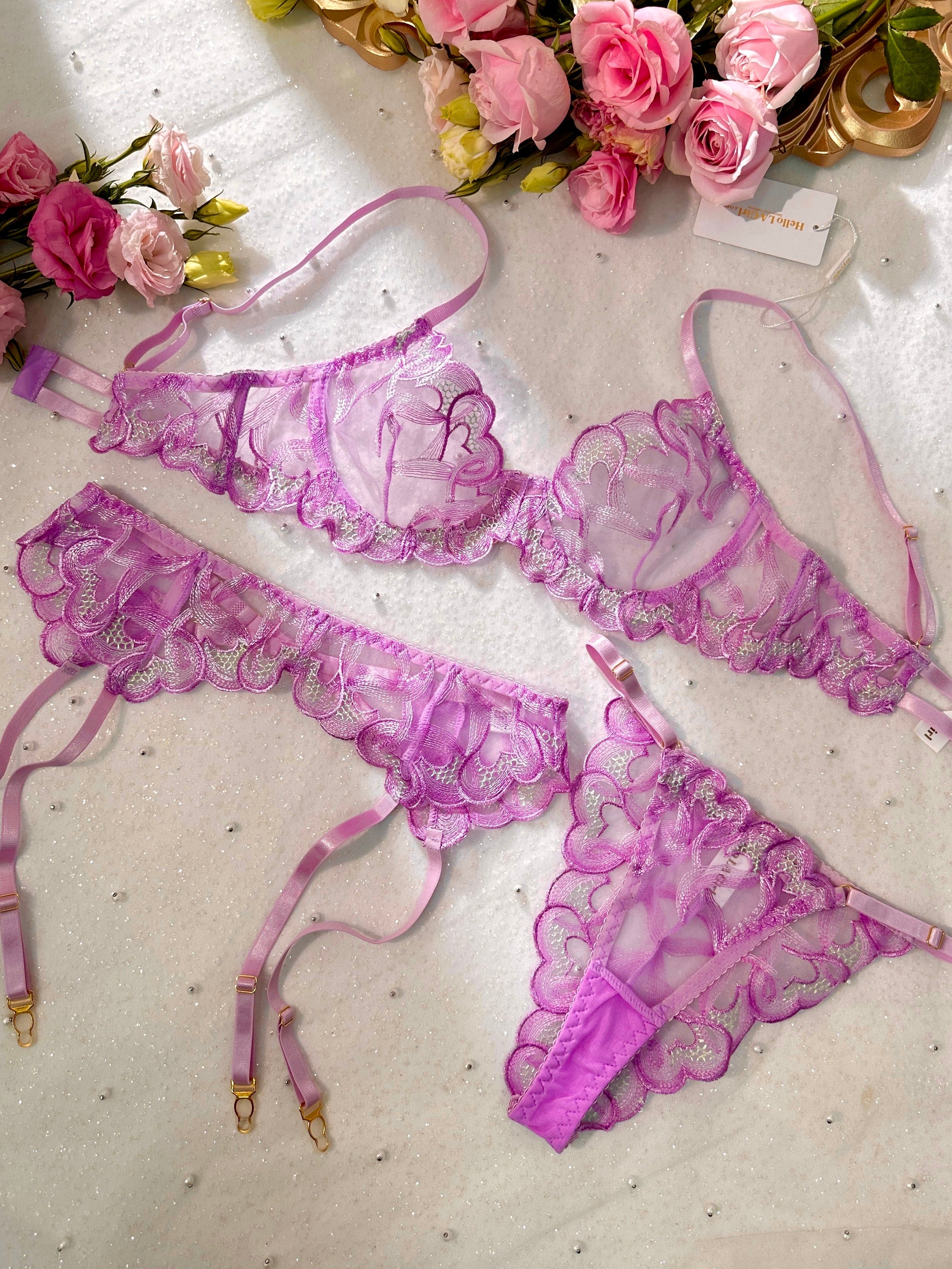 Purple Embroidery Lingerie Set — view 5 | Lavah Pleasure