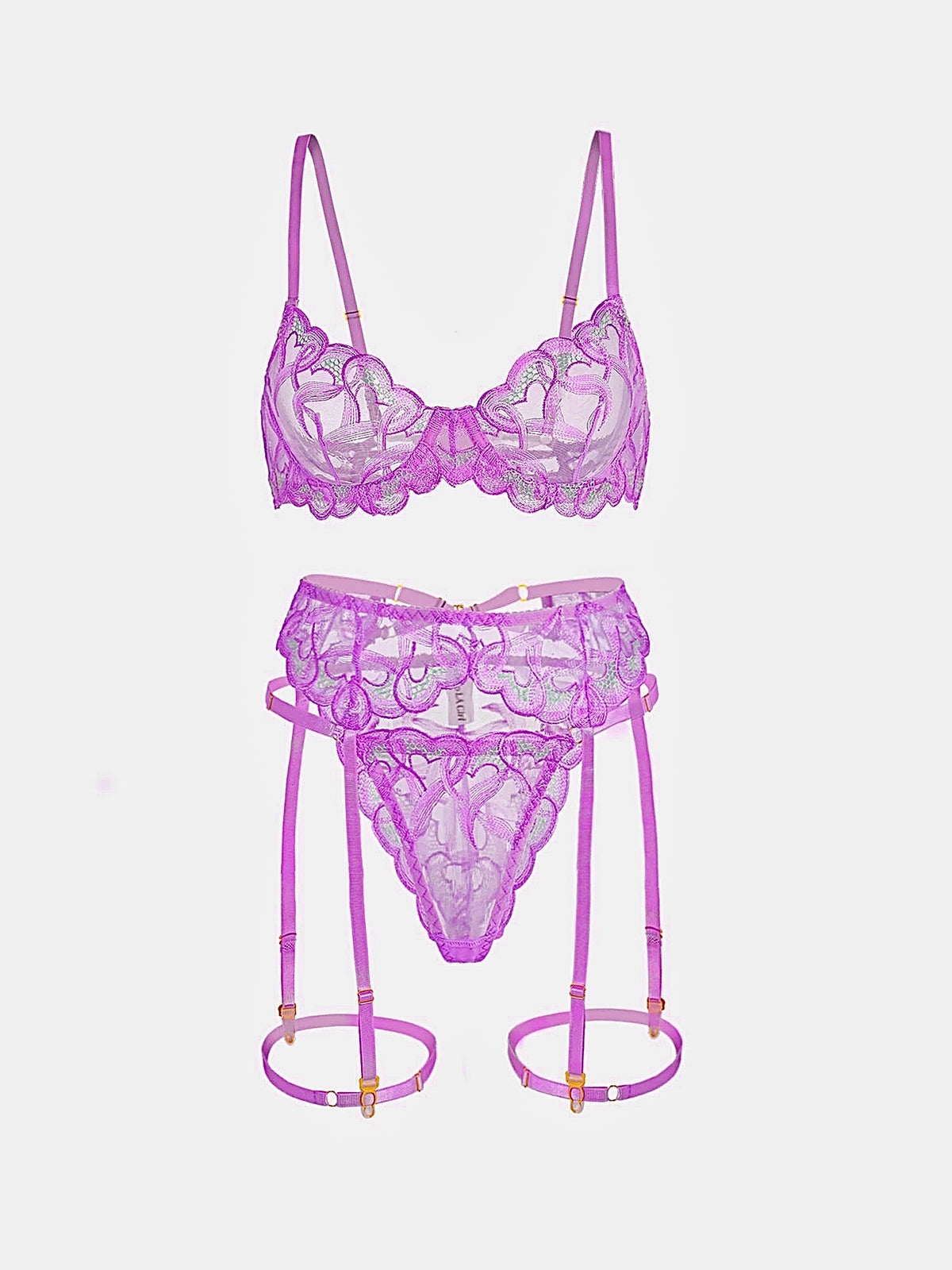 Purple Embroidery Lingerie Set — view 4 | Lavah Pleasure