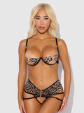 Devon Micro & O-Ring Open Bra & Crotchless Thong Set Leopard — Bra | Lavah Pleasure