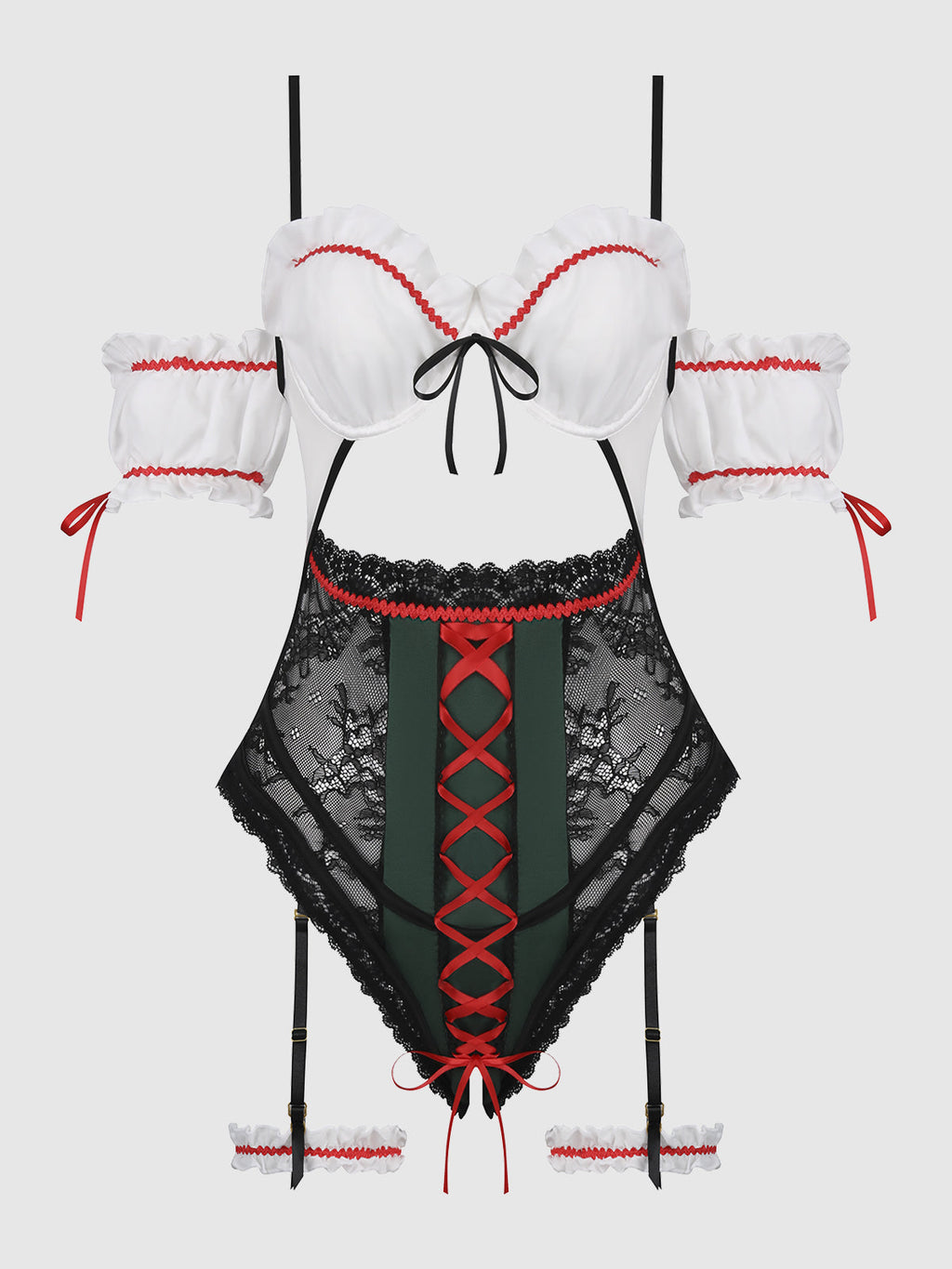 Biergarten Babe Open-Cut Teddy With Detachable Garters