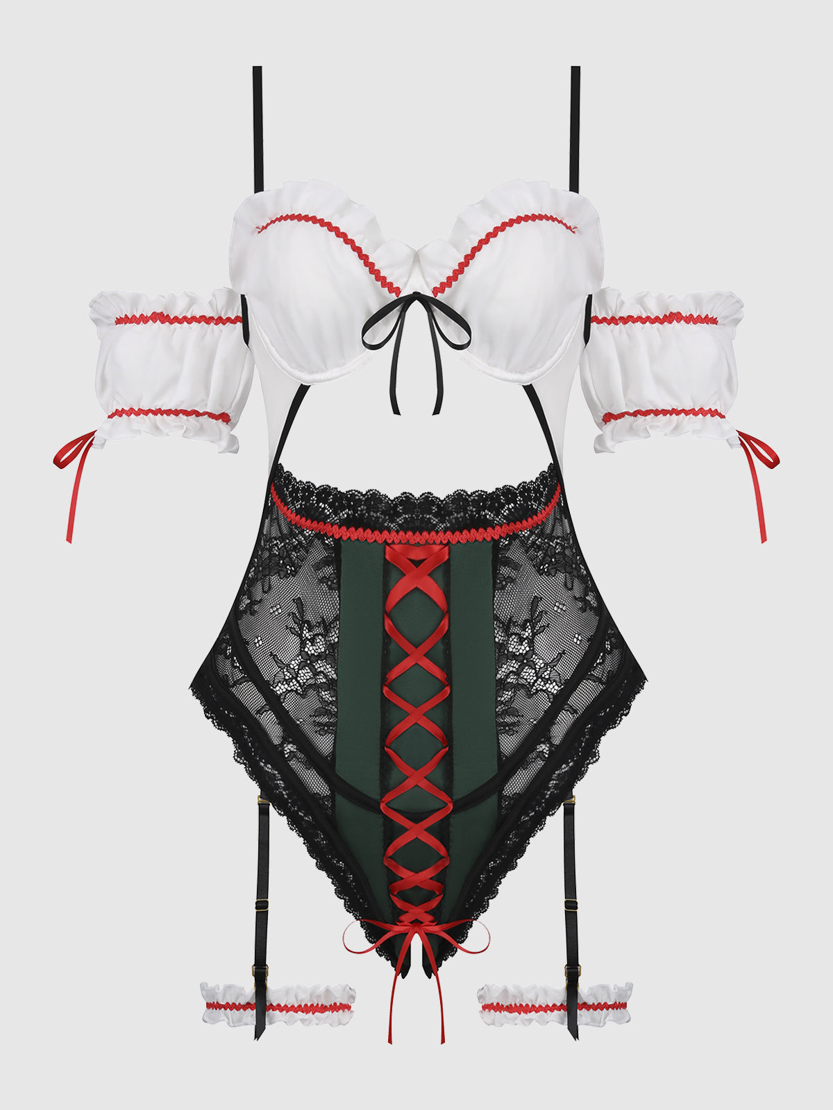 Biergarten Babe Open-Cut Teddy With Detachable Garters