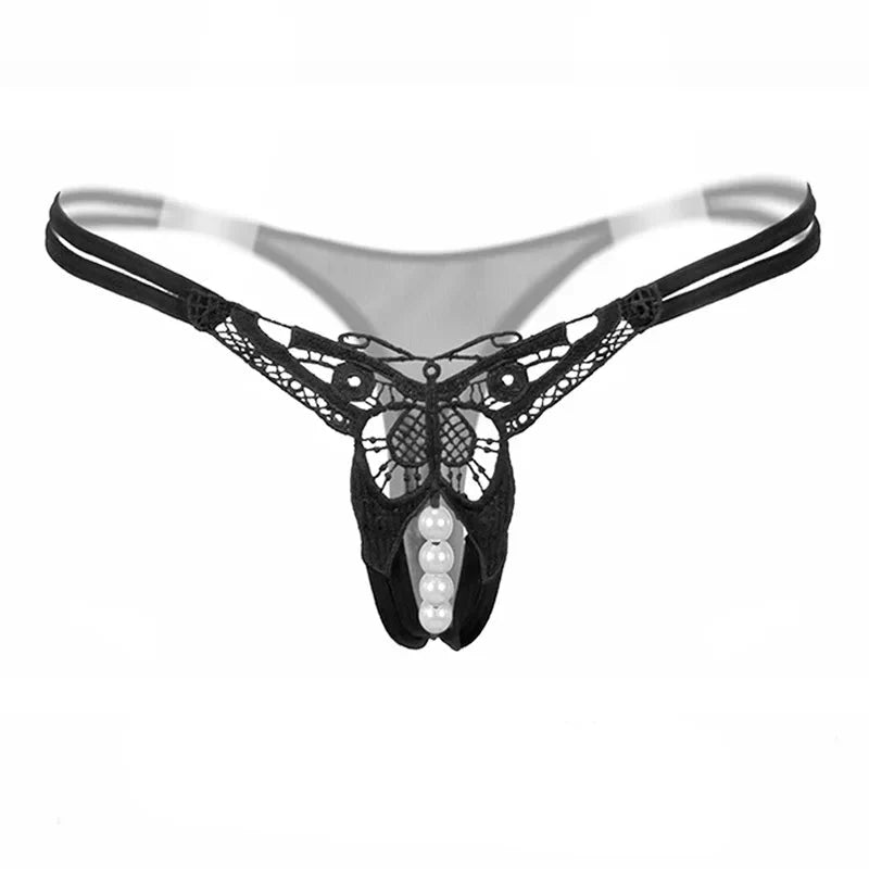 Social Butterfly Crotchless Pearl Thong — Panty | Lavah Pleasure