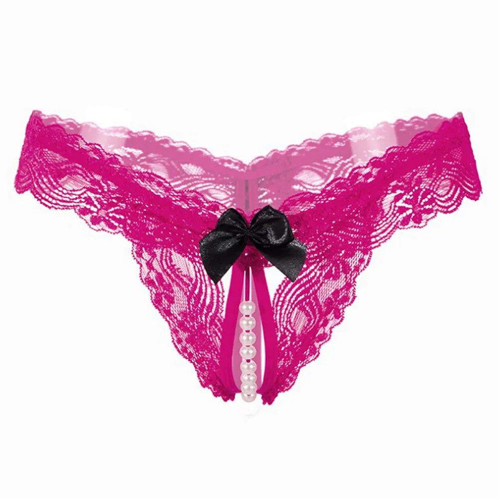 Pearl & Lace Crotchless Panty — view 2 | Lavah Pleasure