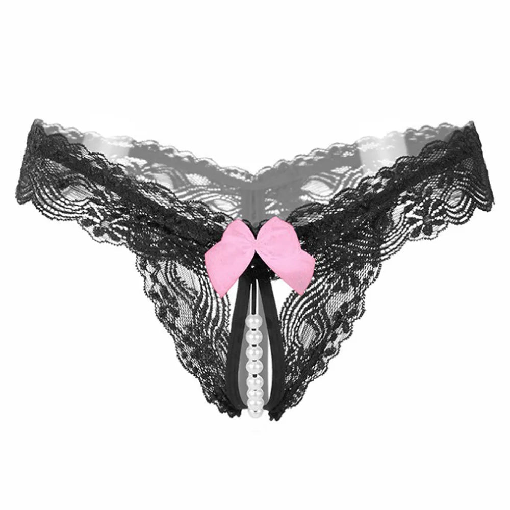 Pearl & Lace Crotchless Panty — Panty | Lavah Pleasure