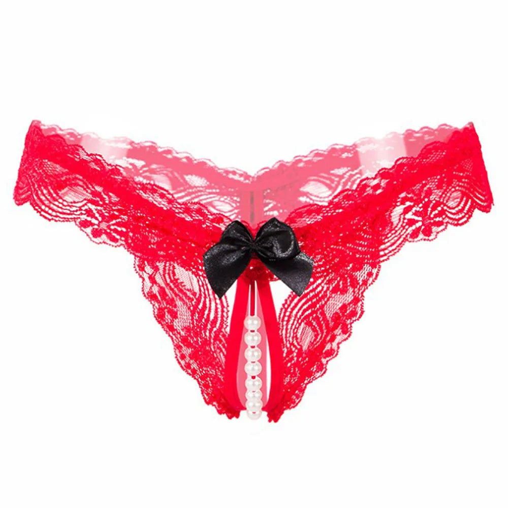 Pearl & Lace Crotchless Panty — view 5 | Lavah Pleasure