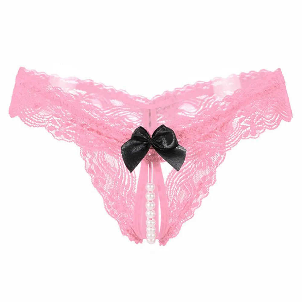 Pearl & Lace Crotchless Panty