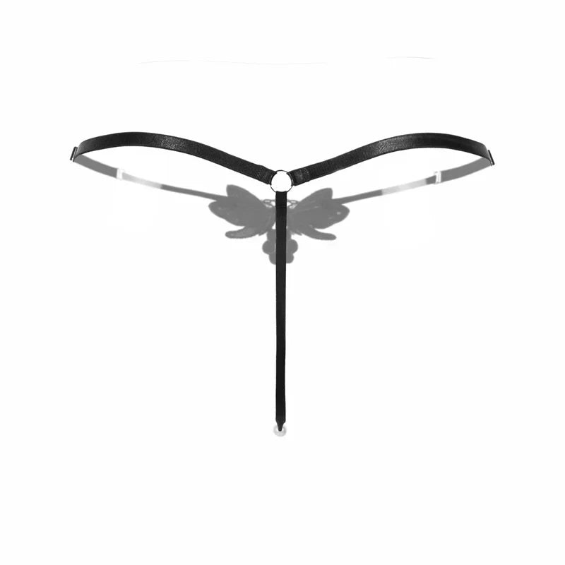 Embroidered Butterfly Pearl G-String — view 8 | Lavah Pleasure