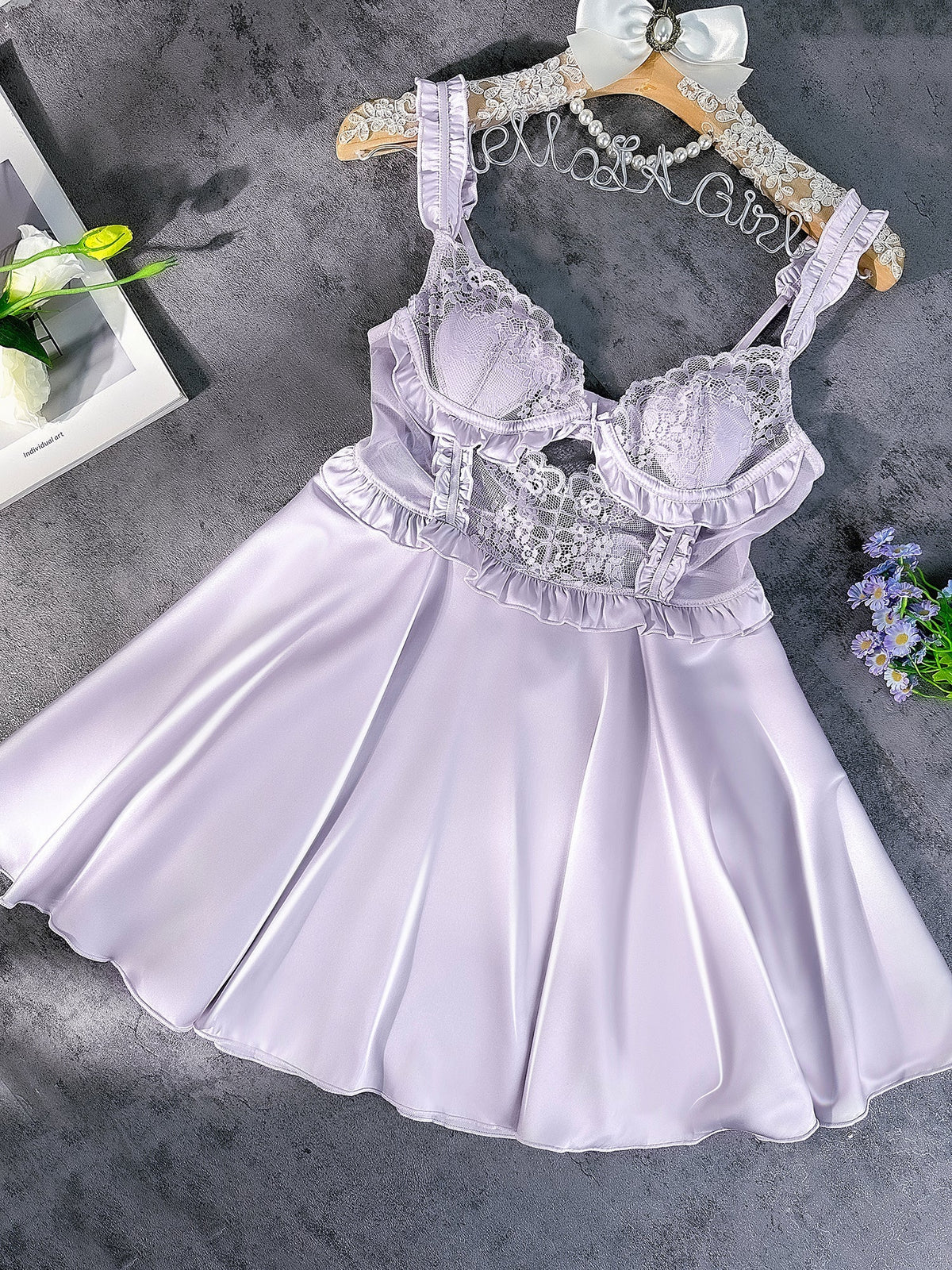 Purple Soft Satin Slip Dress — view 6 | Lavah Pleasure
