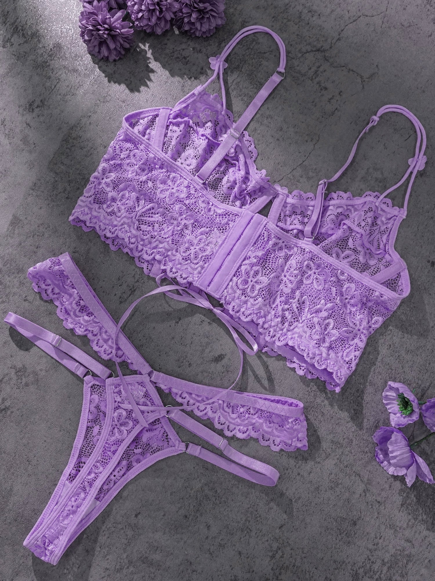 Purple Pearls Flower Lingerie Set — view 5 | Lavah Pleasure