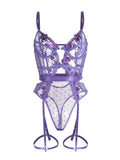 Purple Solid Elegant Embroidered Lace Bodysuit — Bodysuit | Lavah Pleasure