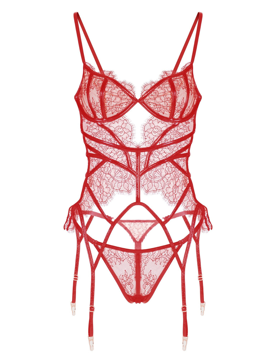 Red Patent Leather Lingerie Set