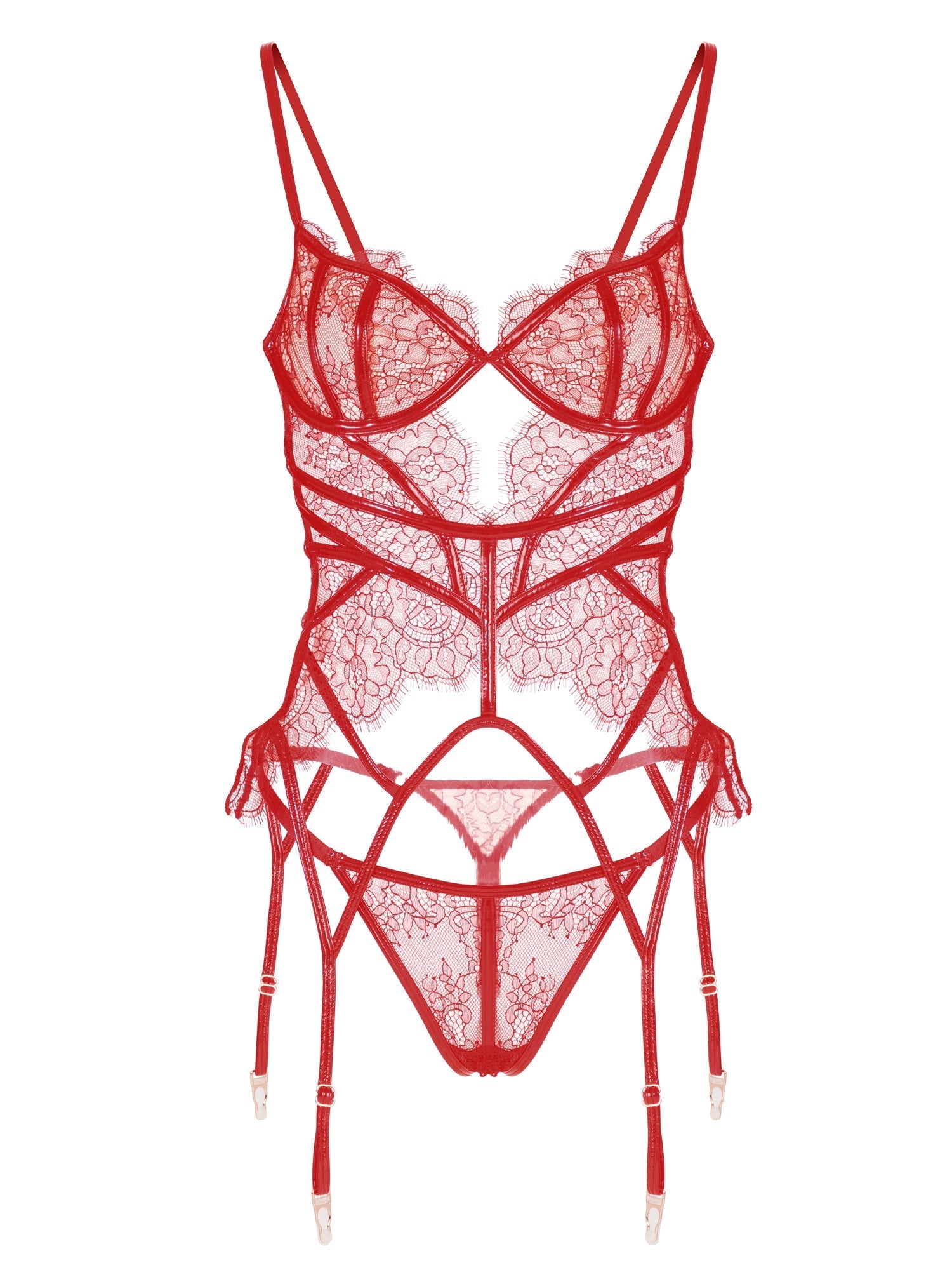 Red Patent Leather Lingerie Set — view 7 | Lavah Pleasure