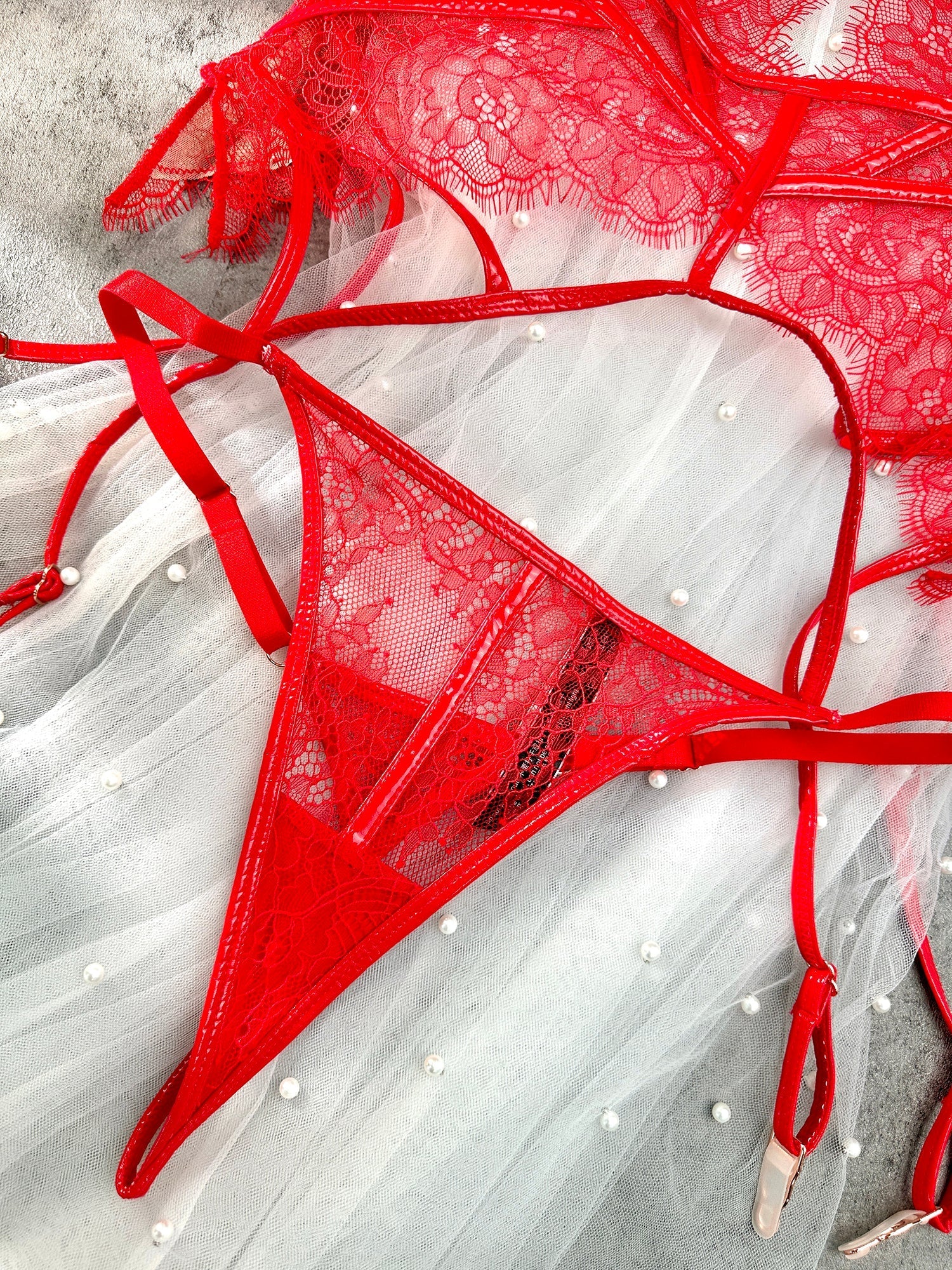 Red Patent Leather Lingerie Set — view 10 | Lavah Pleasure