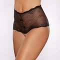 Allure Lingerie Passion & Pearl High Waist Sheer Thong Panty Black — Panty | Lavah Pleasure