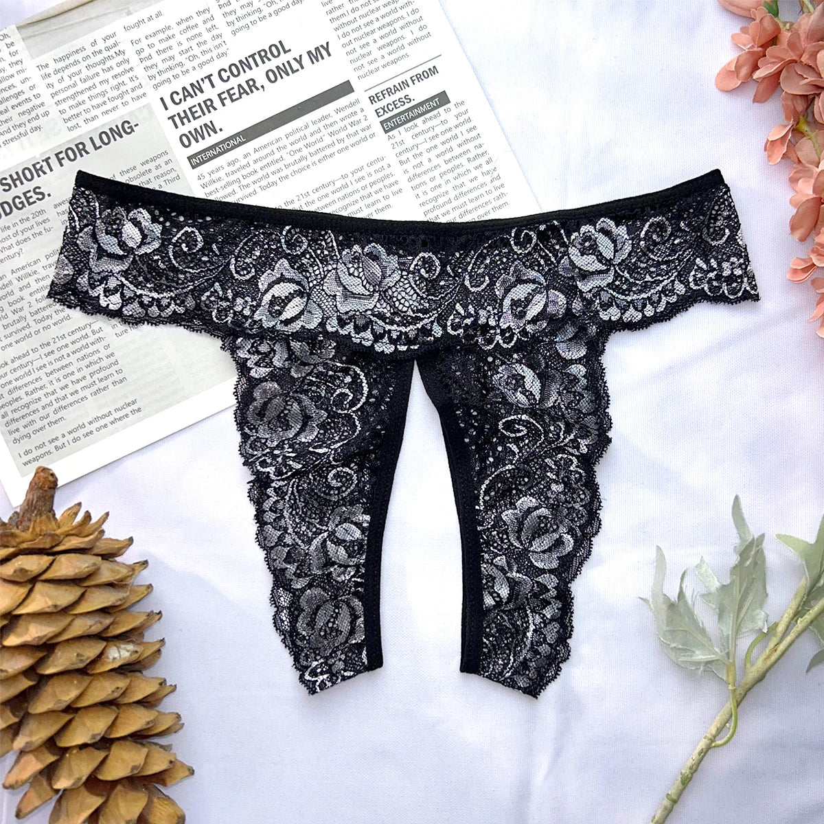 Crotchless Lace Thong