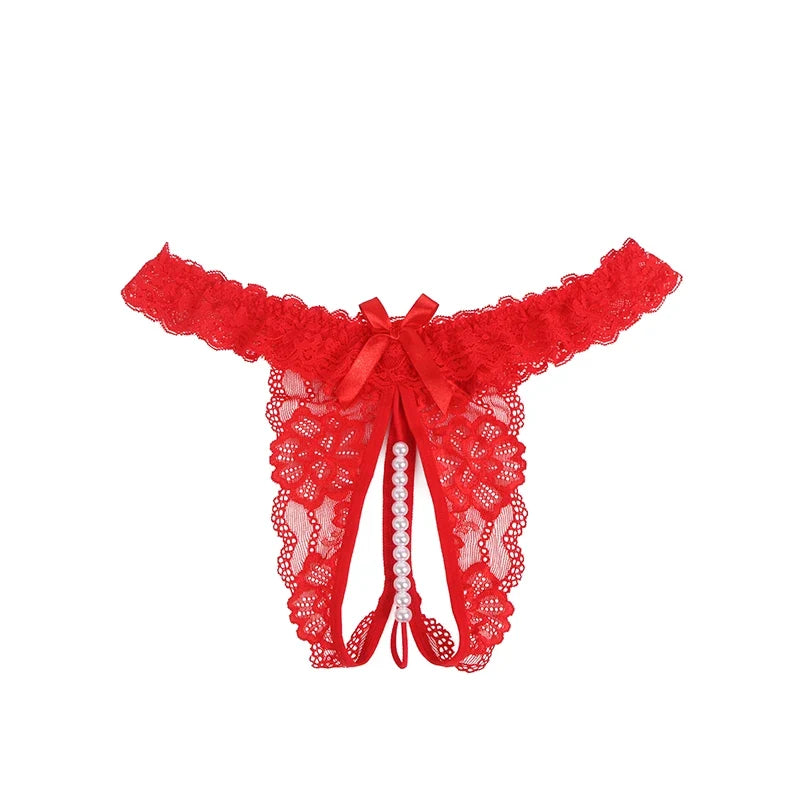 Paloma Pearl Lace Open Thong
