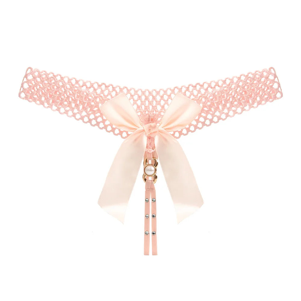 Noir Pearl Bow G-String