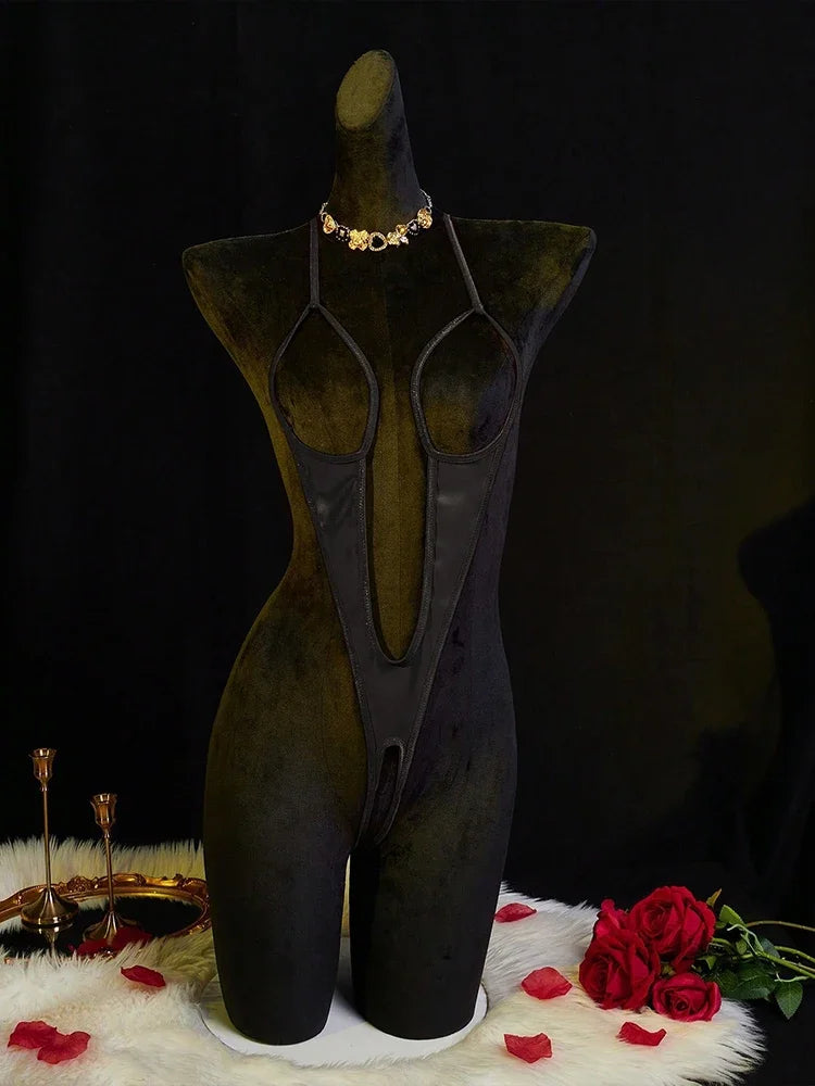 Temptation Open-Cup Crotchless Micro Bodysuit