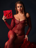 Crimson Kiss Long-Sleeve Bodystocking — Bodystocking | Lavah Pleasure