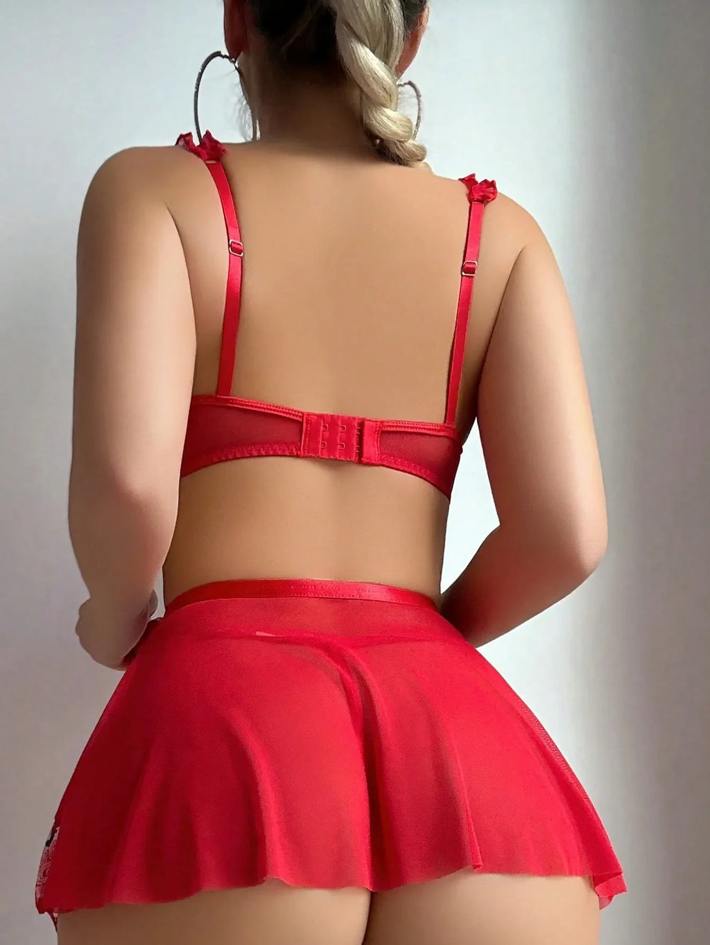 Red Blossom Lace Lingerie Set