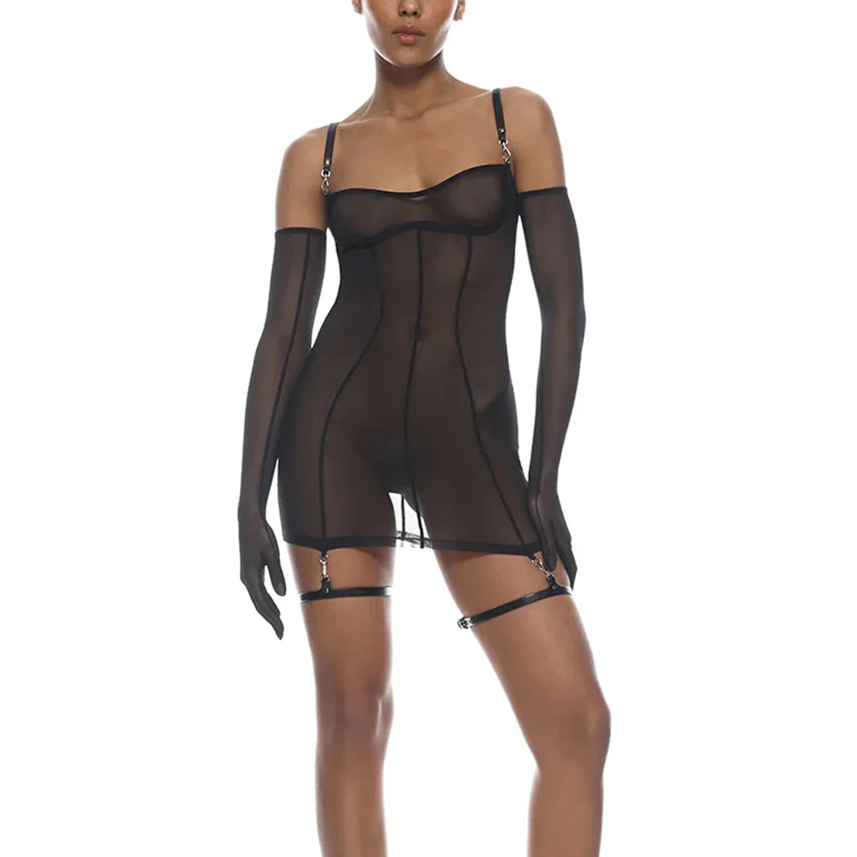Obsidian Muse Sheer Dress Set — view 5 | Lavah Pleasure