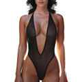 Vixen Plunge Sheer Halter Bodysuit — Bodysuit | Lavah Pleasure