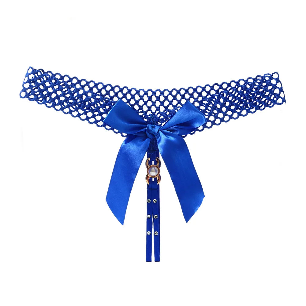 Noir Pearl Bow G-String