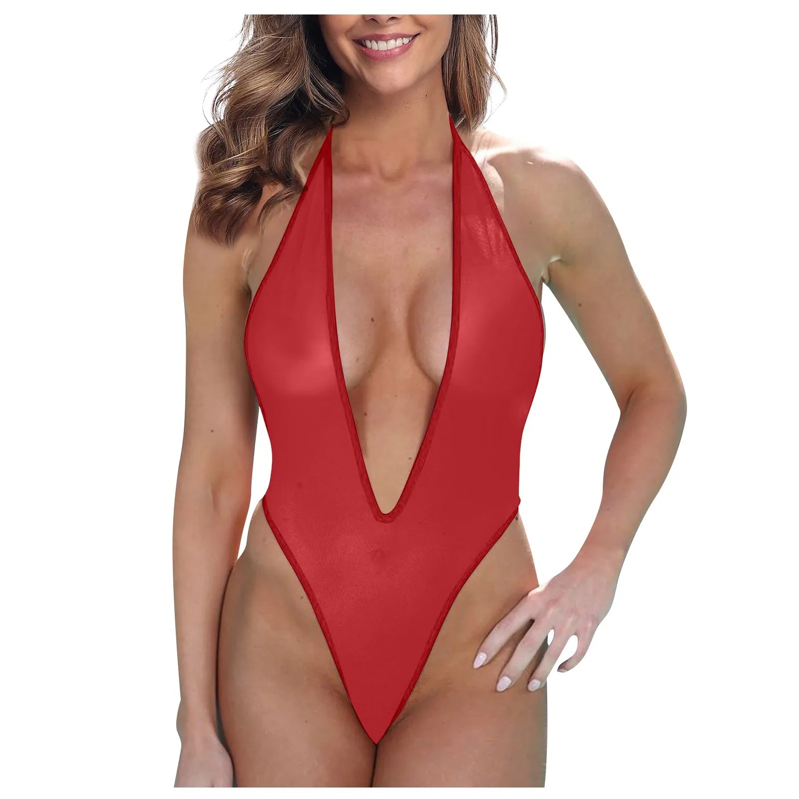 Vixen Plunge Sheer Halter Bodysuit — view 5 | Lavah Pleasure