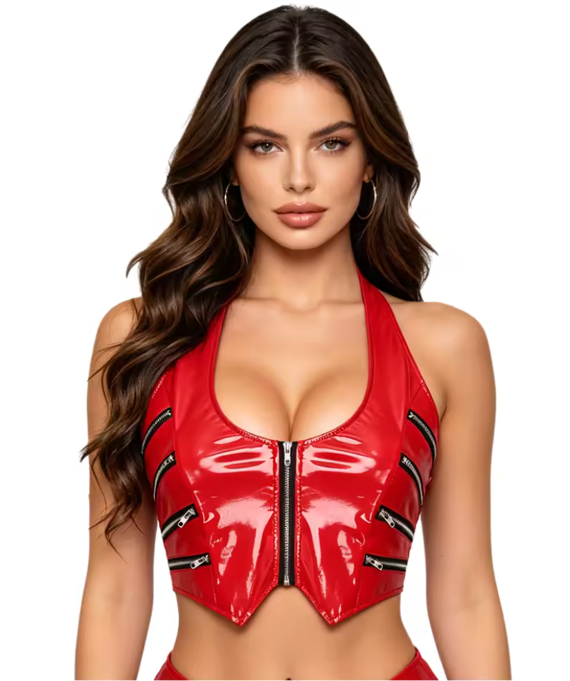 Onyx Zip Halter Top